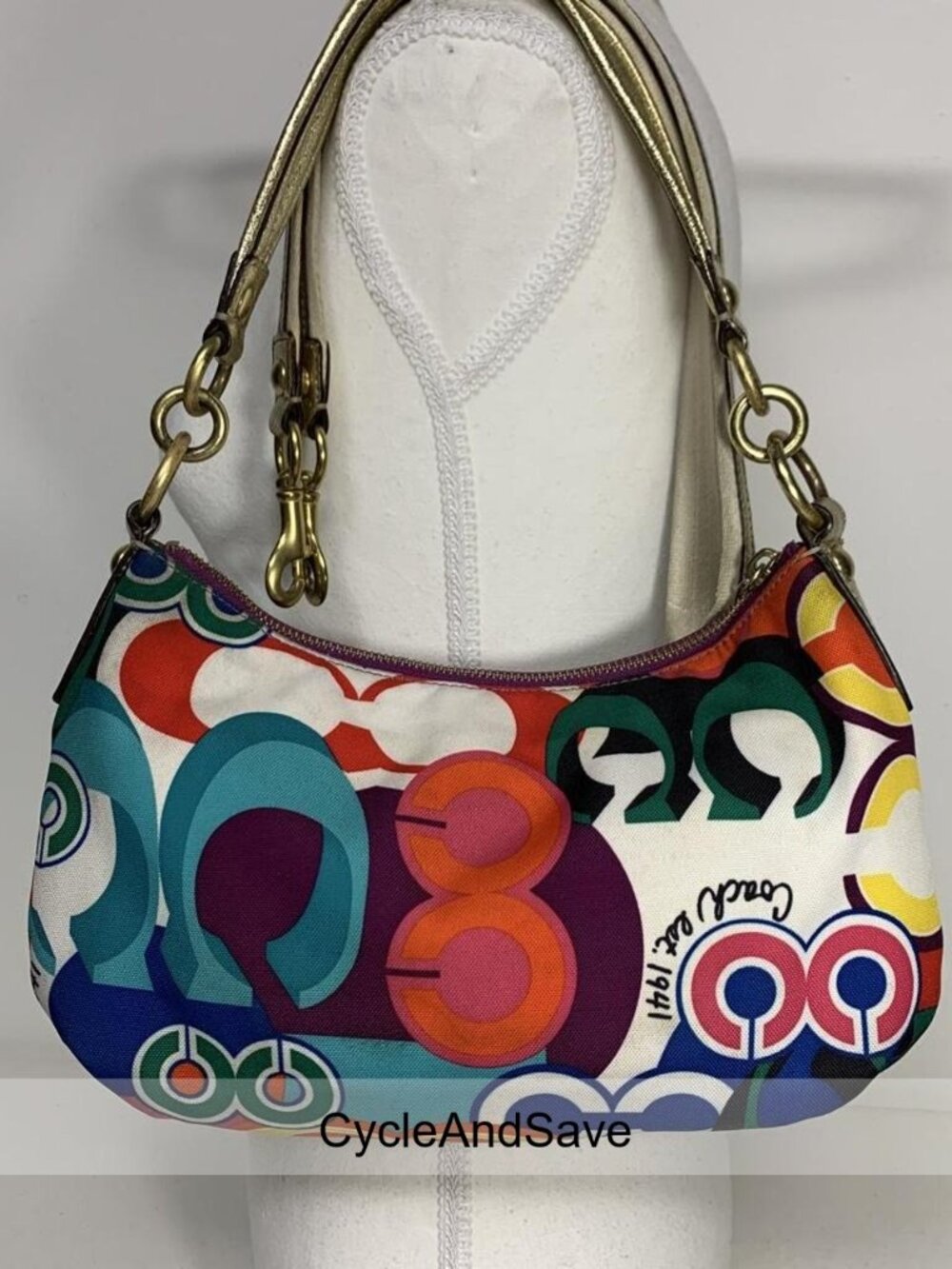 Coach Multicolored Abstract Circular Pattern Handbag - Picture 3 of 8